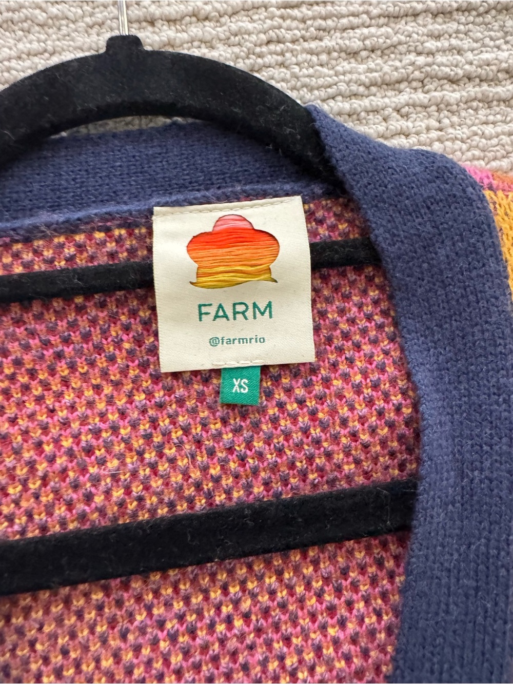 FARM Rio Floral V-Neck Cardigan in Pink, Yellow & Navy - Picture 2 of 4